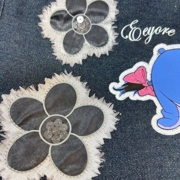 Disney Eeyore Denim Shoulder Bag With Floral Appliques - Picture 4 of 8